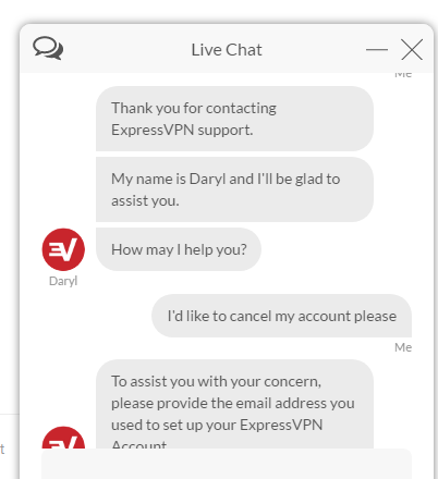 ExpressVPN live chat with customer support