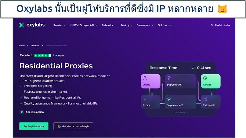 Screenshot of the Oxylabs proxies page