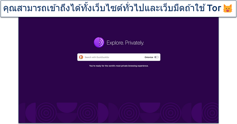 Screenshot of the Tor Browser homepage